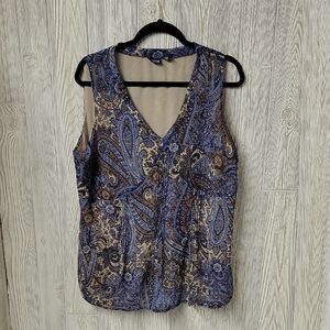 A.N.A. A New Approach Paisley V Neck Sleeveless Top Womens Plus Size 1X